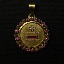 2Ct Round Lab Created Red Ruby Women's Love AUGIS Pendant 14K Yellow Gold Finish