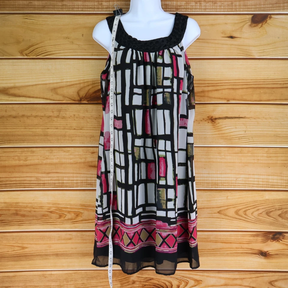 Moda Vestido Bug Sin Mangas Para Mujer 10 Multicolor Forrado Geométrico Verano Línea A Foto 3 de 4