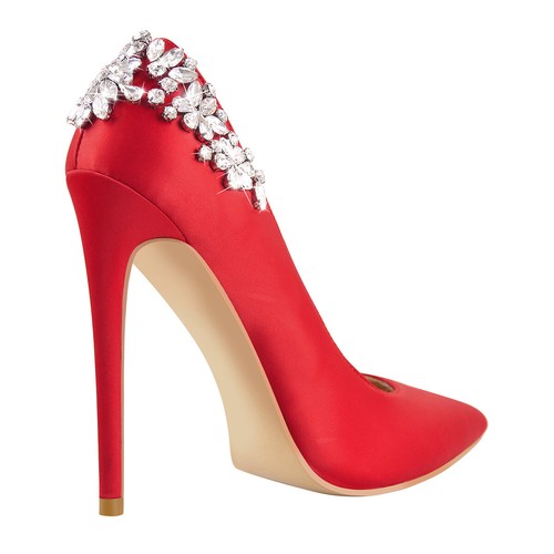 Onlymaker decolte donna tacco alto a punta slip on strass matrimonio stiletto - Foto 8 di 42