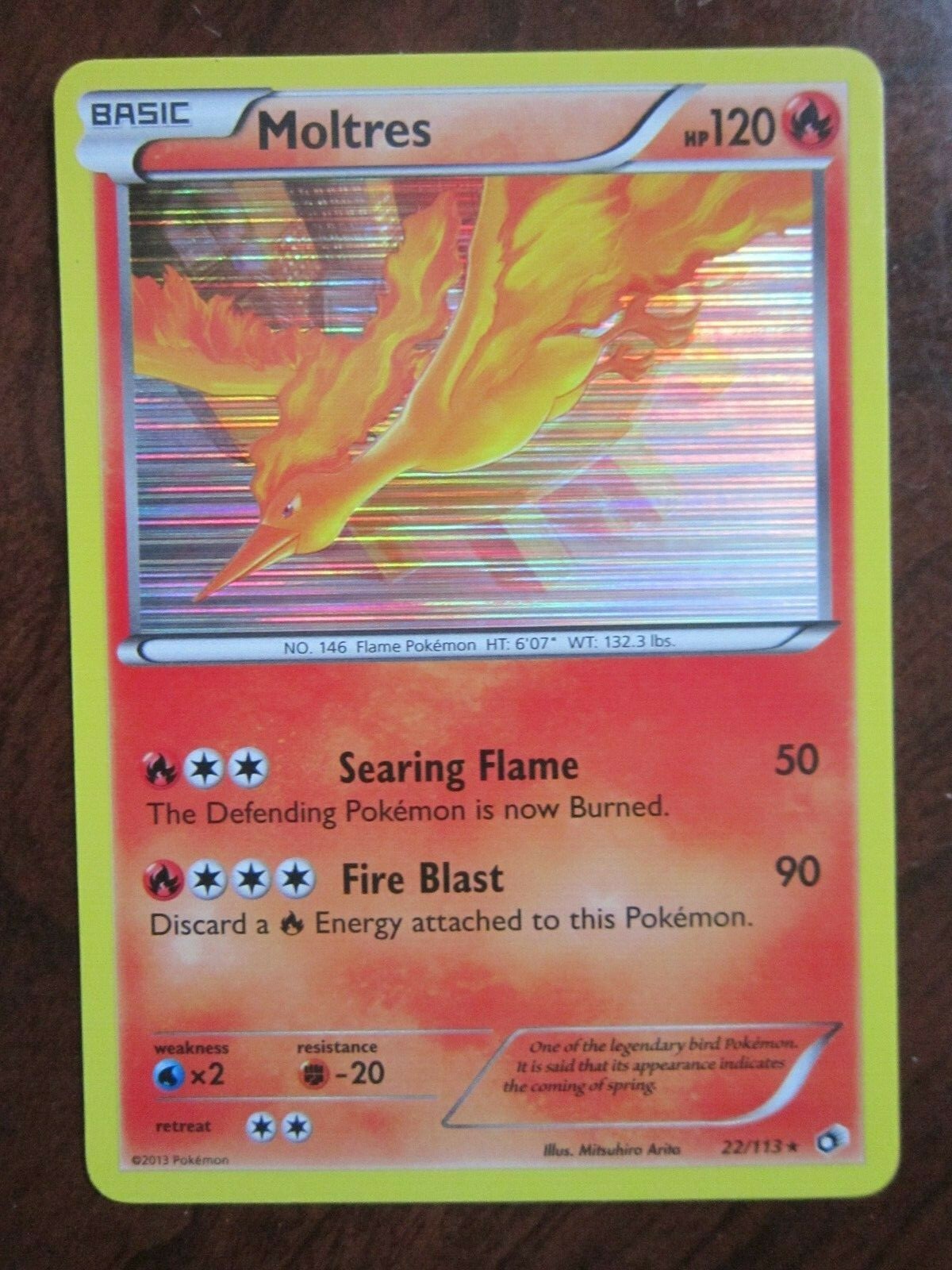 MOLTRES HOLO POKEMON CARD RARE 22/123 LEGENDARY TREASURES NEVER PLAYED NM-