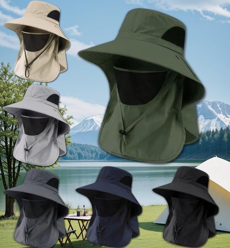 Sombrero para el sol talla única para hombres y mujeres UPF 50+ sombrero de pesca de ala ancha con solapa para el cuello, respiración - Imagen 7 de 16