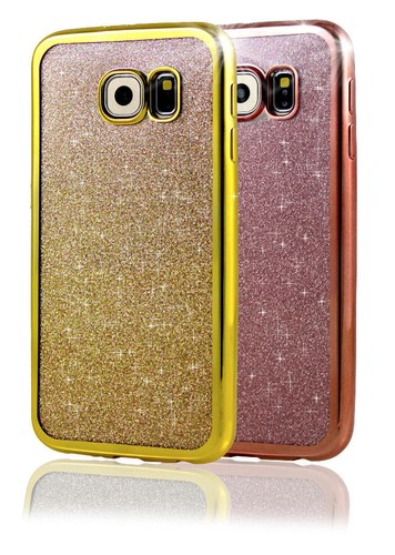 Handy Schutz Hülle Glitzer Samsung S6 S7 Tasche Case Silikon Cover Transparent - Bild 1 von 9