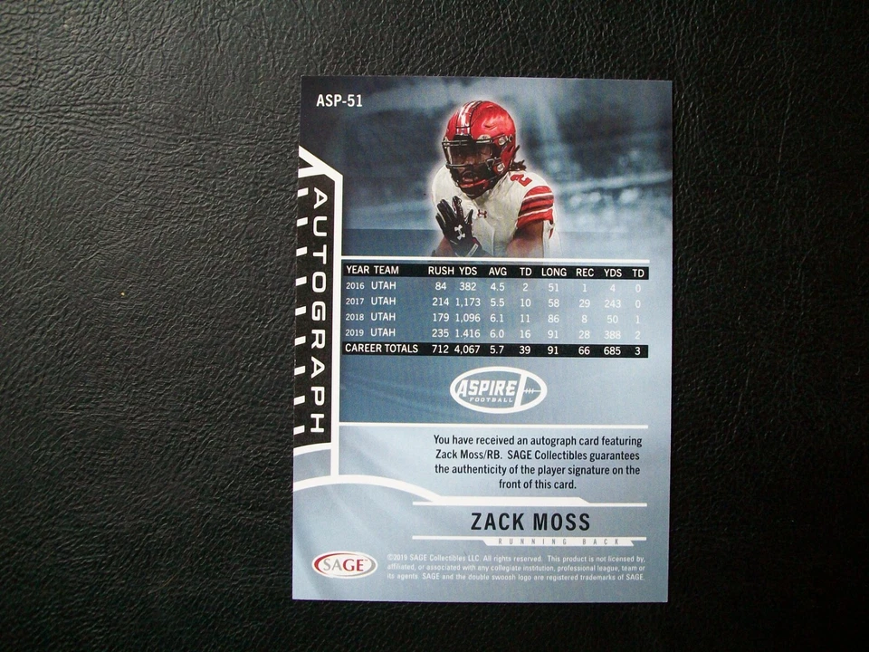 ZACK MOSS MINT RC BOLD AUTO 2019 SSP KALEIDOSCOPE colored Sage ASPIRE card - Image 3 of 3