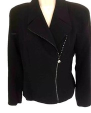 Escada Embellished Black Wool Rhinestone Even...