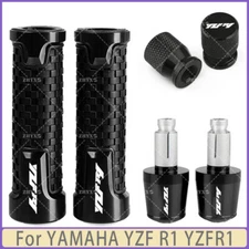 Black -For YAMAHA YZF R1 YZFR1 Motorcycle Handlebar Grips Bar End Cap Tire Valve