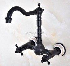 Black Oil Rubbed Bronze Bath Kitchen Basin Sink Mixer Tap Wall Mounted Faucet