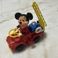 Vintage Mickey Mouse Fire Truck Walt Disney Productions Wind Up Toy