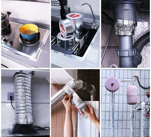 Al-Foil Tape Thermal Resist Duct Pipe Sealant Range Hood Adhesive Sealing Repair - Picture 3 of 12