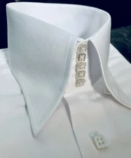 MorCouture White 5 Button High Collar Shirt