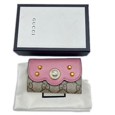 GUCCI GG Supreme 6-ring Key Case Beige Pink Key Holder Women Accessories w/Box
