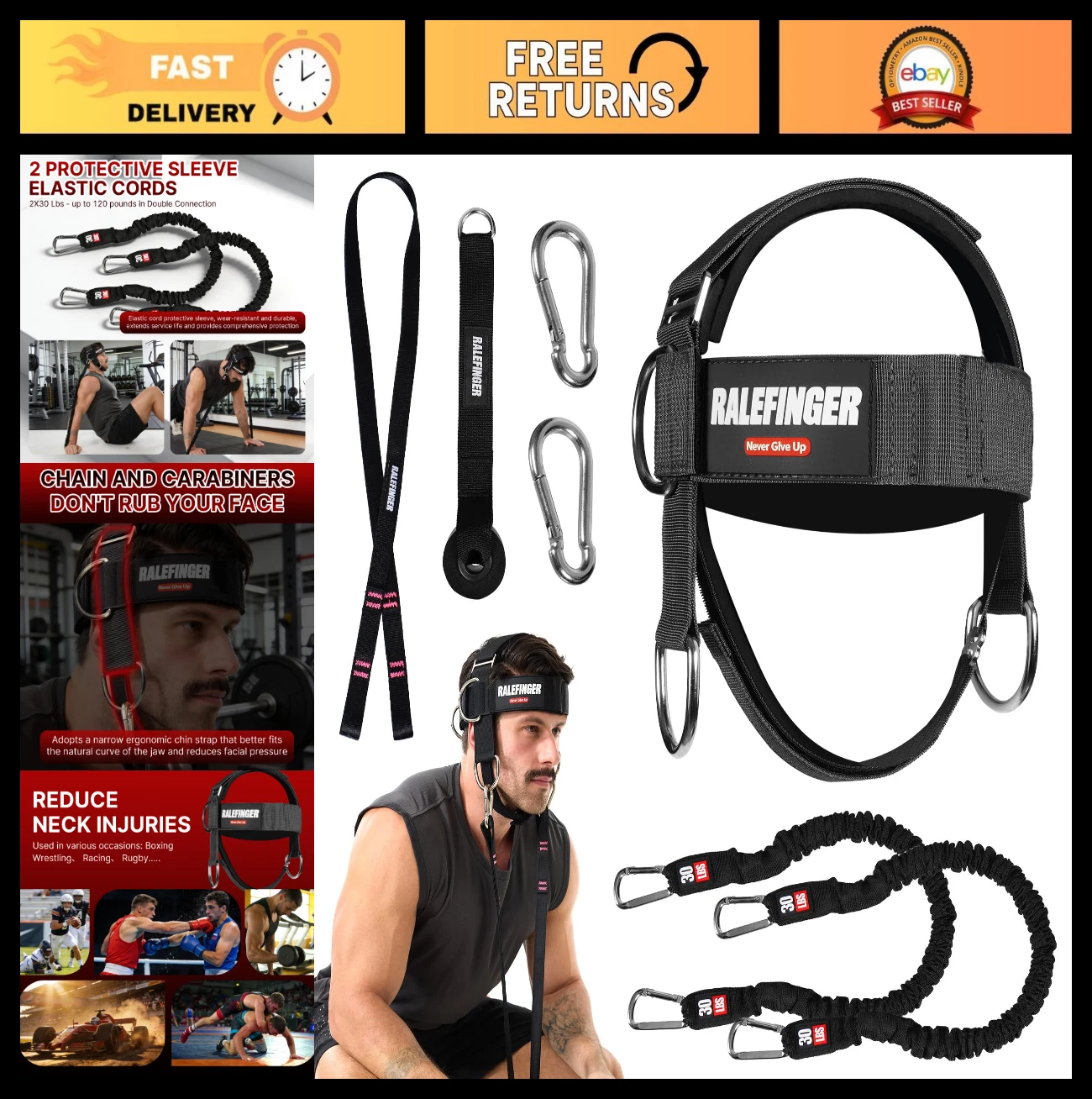Neck Exerciser Trainer with 30lb Resistance Bands - Neck Strengthening Workout T
