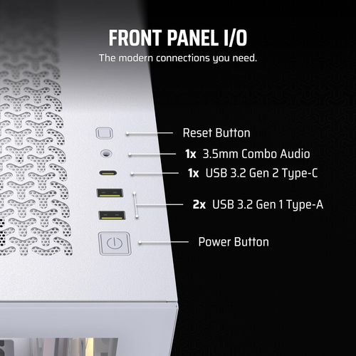 CORSAIR 3500X ARGB Mid-Tower ATX PC Case – Panoramic Tempered Glass – White - Afbeelding 7 van 8