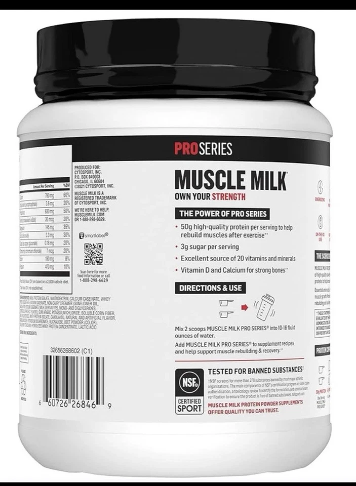 Proteína en polvo Muscle Milk Pro Series - 32 oz Slammin Strawberry caducidad 11/2025 Foto 3 de 4
