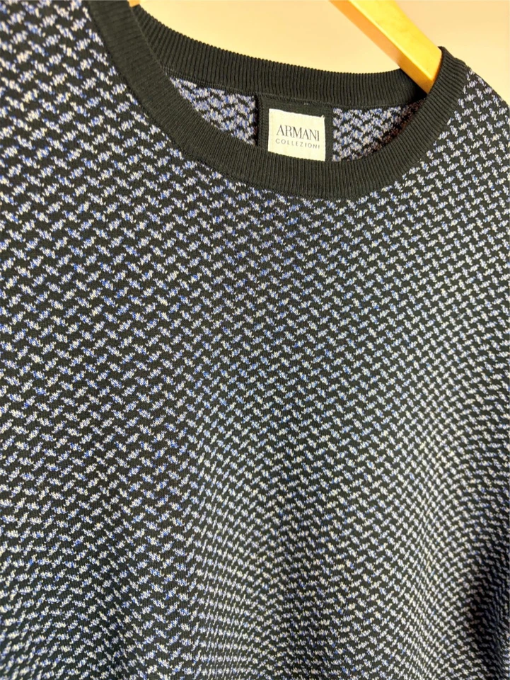Suéter pequeño ARMANI Collezioni azul marino y gris para hombre Foto 2 de 4
