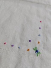VTG Handkerchief Hanky Flowers Dots Embroidery with Cutwork 10" x 9.5" Dainty
