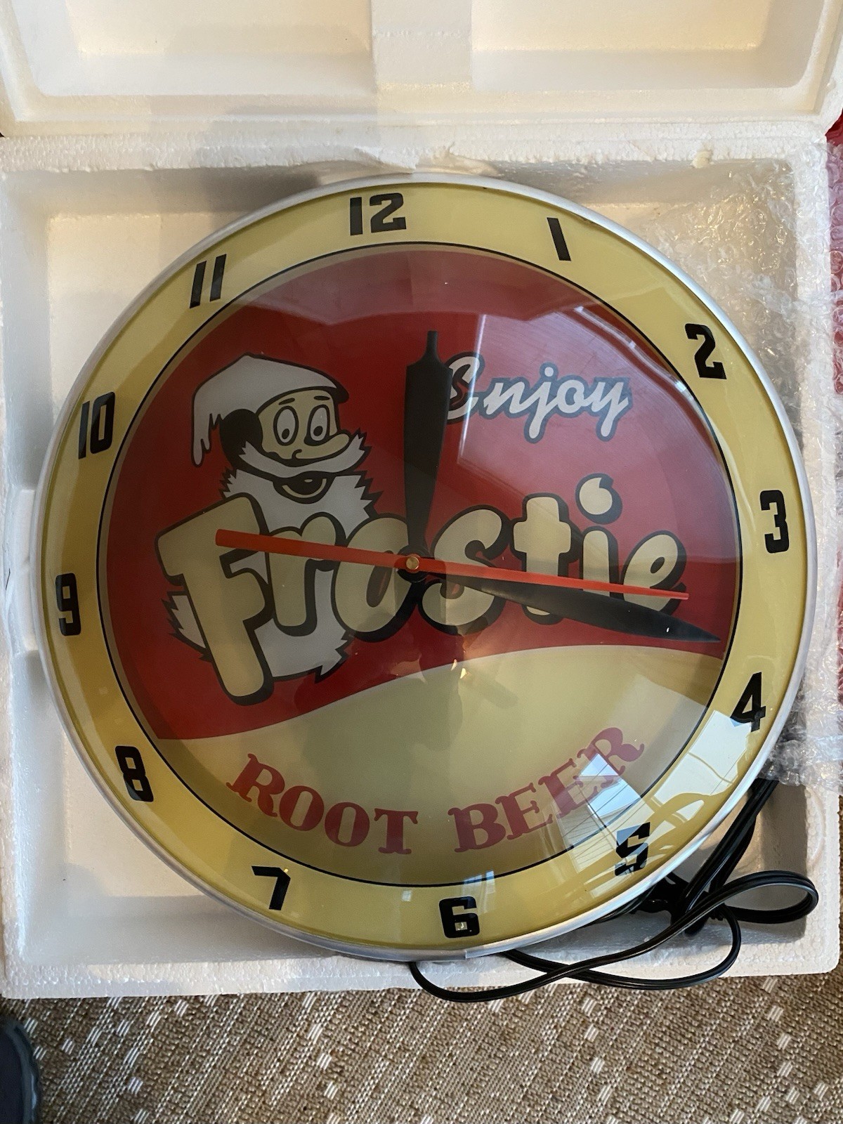 VINTAGE FROSTIE DOUBLE BUBBLE CLOCK IN ORIGINAL BOX NEW OLD STOCK NEVER USED