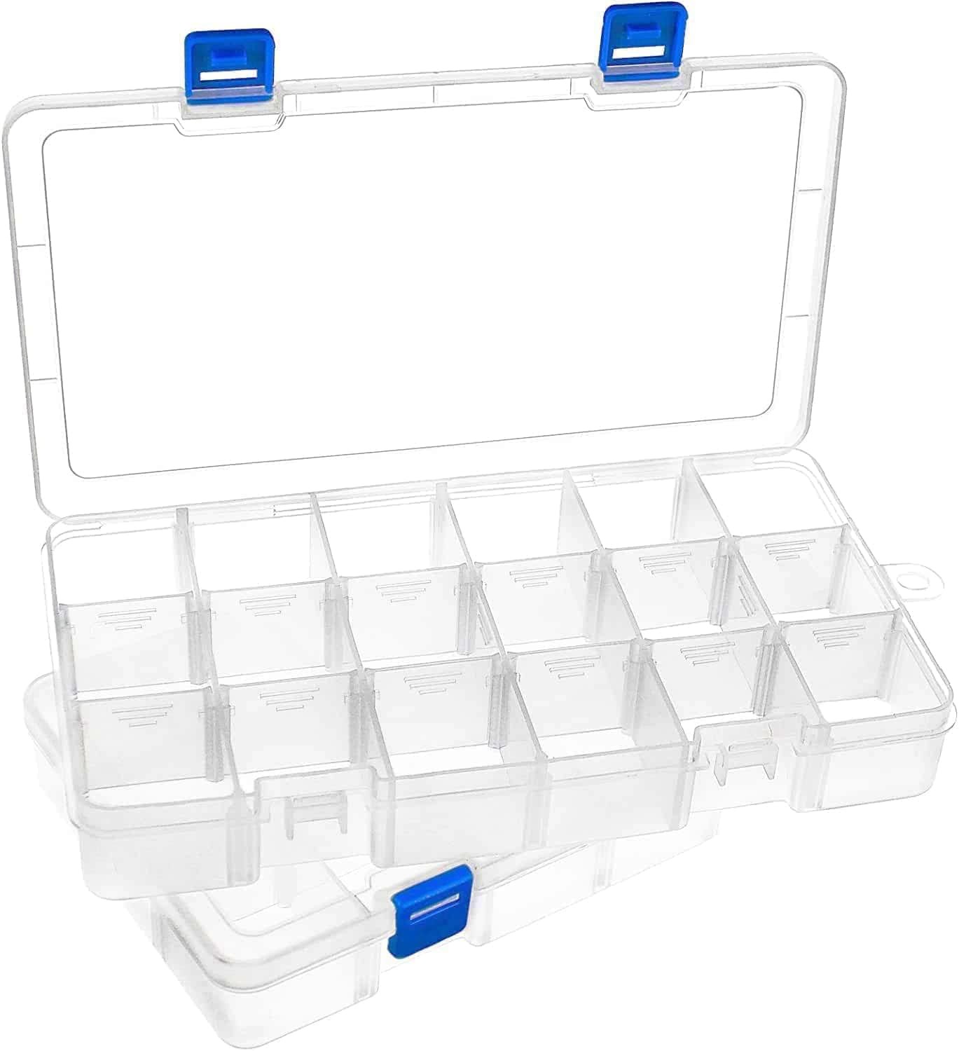 DARUITE 18 Grids Craft Storage Boxes with Compartments, Plastic Bead Storage Bo