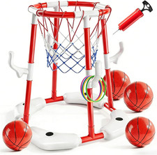 Pool Basketball Hoop,Floating Basketball Hoop,2-In-1 Floating Pool Toys Ring Gam