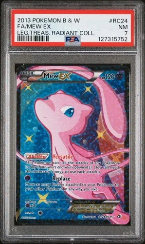2013 POKEMON B&W LEGEND TREASURES RADIANT COLL #RC24 FULL ART/MEW EX PSA 7