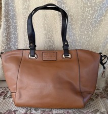 GH Bass Brown Pebbled Leather Spacious Large Tote Bag EUC
