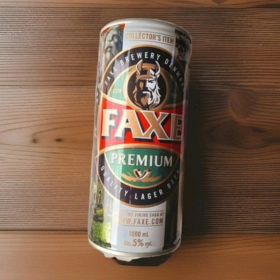 Faxe Premium Bier Sammlerdose - leer - 1 Liter, Vintage Man Cave Ornament.