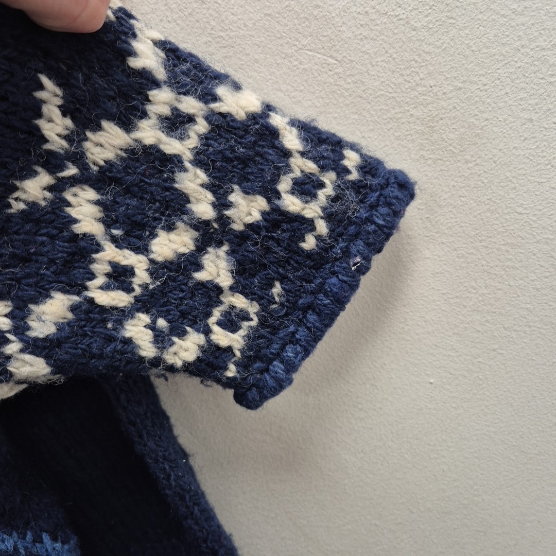 Amano Handknit Patchwork Wool Chunky Cardigan Jac… - image 4