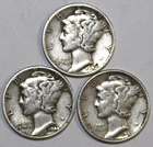 (3) Mercury Dimes - Very Fine/Extra Fine - 1942P 1944P 1945P - #2074ED