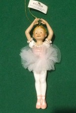 Kurt Adler Resin Girl Ballerina Pink  White Ornament 5 1/2  