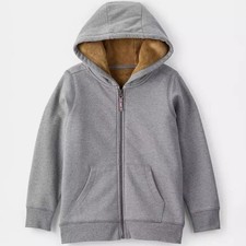 Carters Boys Size 4 Hooded Zip Up Jacket Gray Fleece Hoodie NEW Cozy