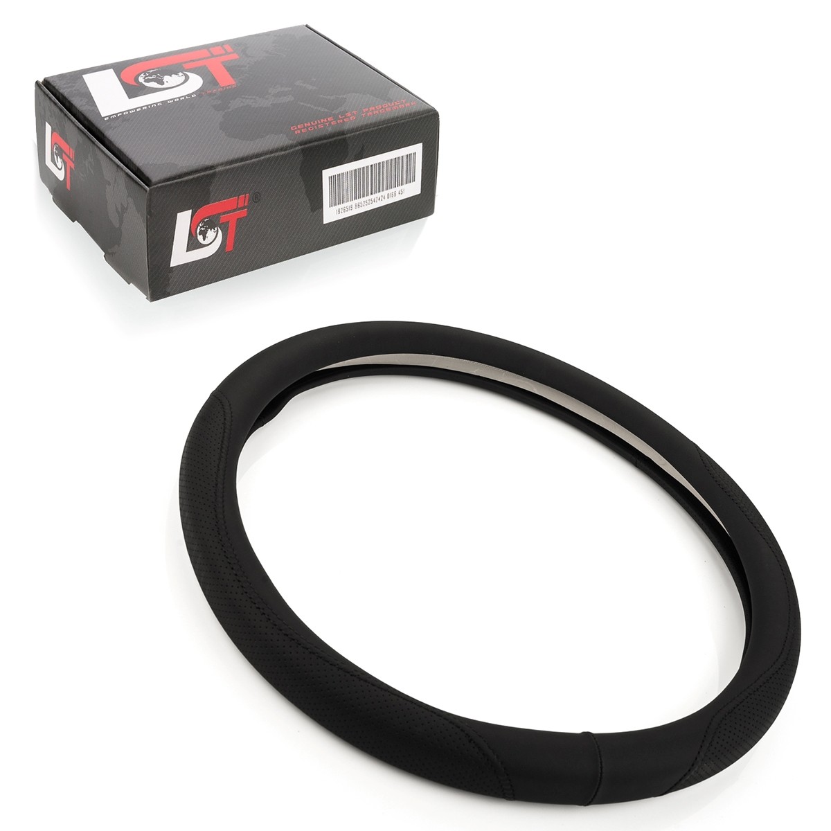 Steering Wheel Cover Ø 38x9 cm Black Perforated for LANCIA