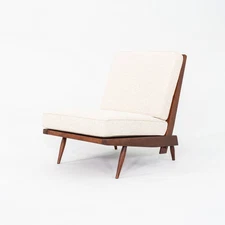 1950s George Nakashima Studio Cushion Lounge Chair w/ Slatted Back, Black Walnut