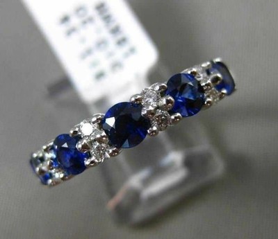 ESTATE 1.54CT DIAMOND & SAPPHIRE 18KT WHITE GOLD WEDDING ANNIVERSARY RING E/F