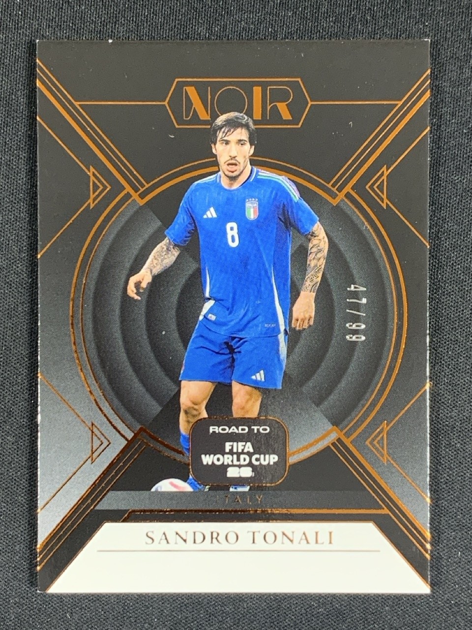 Sandro Tonali 2025-26 Panini Noir Road to FIFA World Cup Vertical Base /99 #19