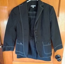 Ann Taylor Petites Black Skirt Suit Set, Notch Lapel 3-Button, Lined