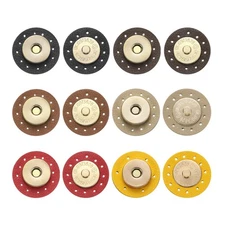 6 Pc Leather Magnetic Snaps Buttons Purse Buckle Fasteners, Multicolored (Round)