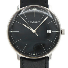 Junghans Max Bill Automatic Black Dial Leather Strap Men's Watch 27/4701.02 Used