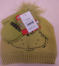 The Grinch Toddlers Big Face Beanie And Mitten Set - New      B2 