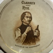 Clarke’s Rye Whiskey Peoria IL Advertising Plate Pre-Prohibition 