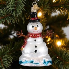 Old World Christmas Mr. Melting Snowman Blown Glass Ornament with OWC Box 