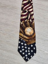 Vintage Tango by Max Raab Americana Baseball Silk Tie USA Made Novelty