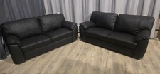 Milano Genuine Leather 3 + 3 Seater Sofa Set – Black