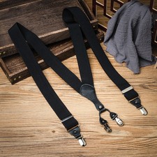 35mm Anti-slip Trouser Braces Suspenders for Men V-Shaped Wide-Cut Design Suit