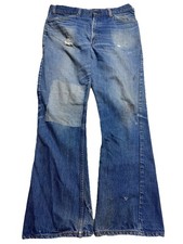 Vintage Levis 646 Orange Tab Distressed Flared BellBottom Denim 1970s Men 34x31