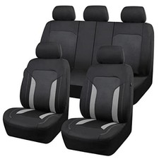 3D Air Mesh Car Seat Covers Breathable Sporty Rear Bench with Full Set Gray