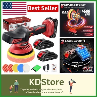 Cordless 21V Car Buffer Polisher Kit   Professional Dual-Action, Lightweight ...