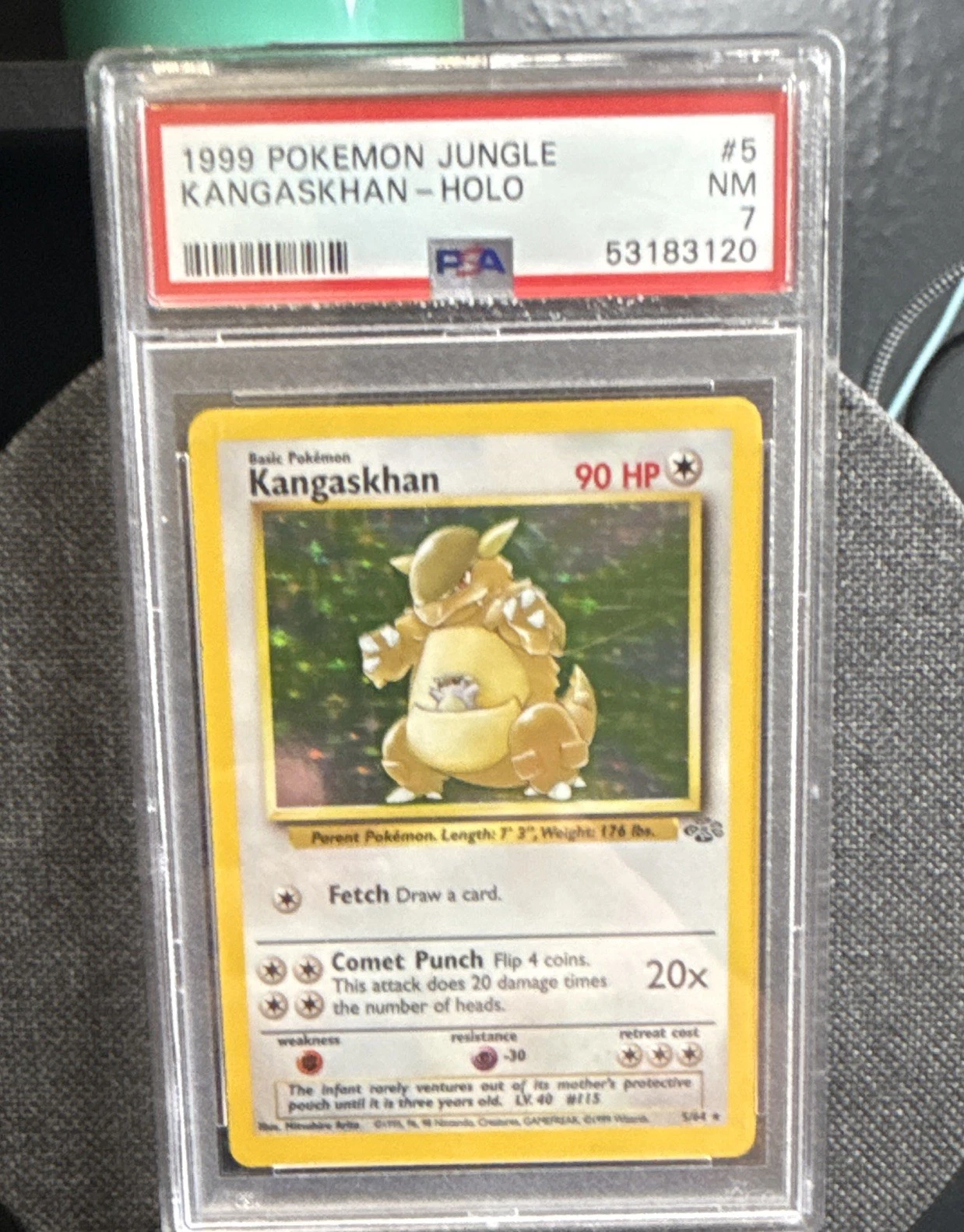 PSA 7 Kangaskhan Holo 1999 Pokemon Jungle #5 WOTC Vintage Graded Card