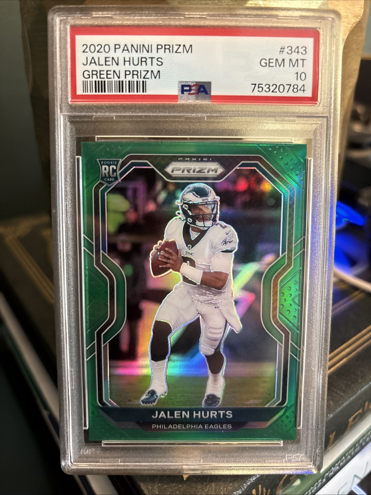 Jalen Hurts PSA 10 - 2020 Prizm #343 GREEN PRIZM Rookie RC - Philadelphia Eagles
