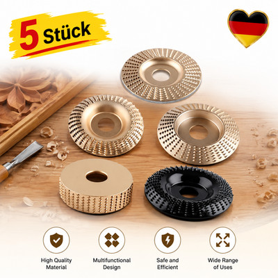 5PCS Winkelschleifer Raspelscheibe Set Holz Schleifscheibe Holzschnitzscheibe