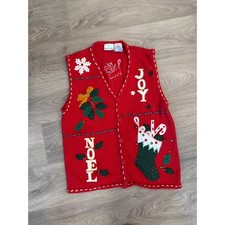 Bobbie Brooks size medium red sweater vest with Christmas embroidery