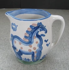 M.A. Hadley Pottery Stoneware Spotted Horse 24 Oz Pitcher Signed-THE END inside